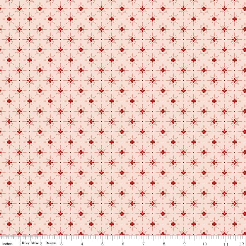Christmas Greetings Twinkle Pink, Sold by the Yard