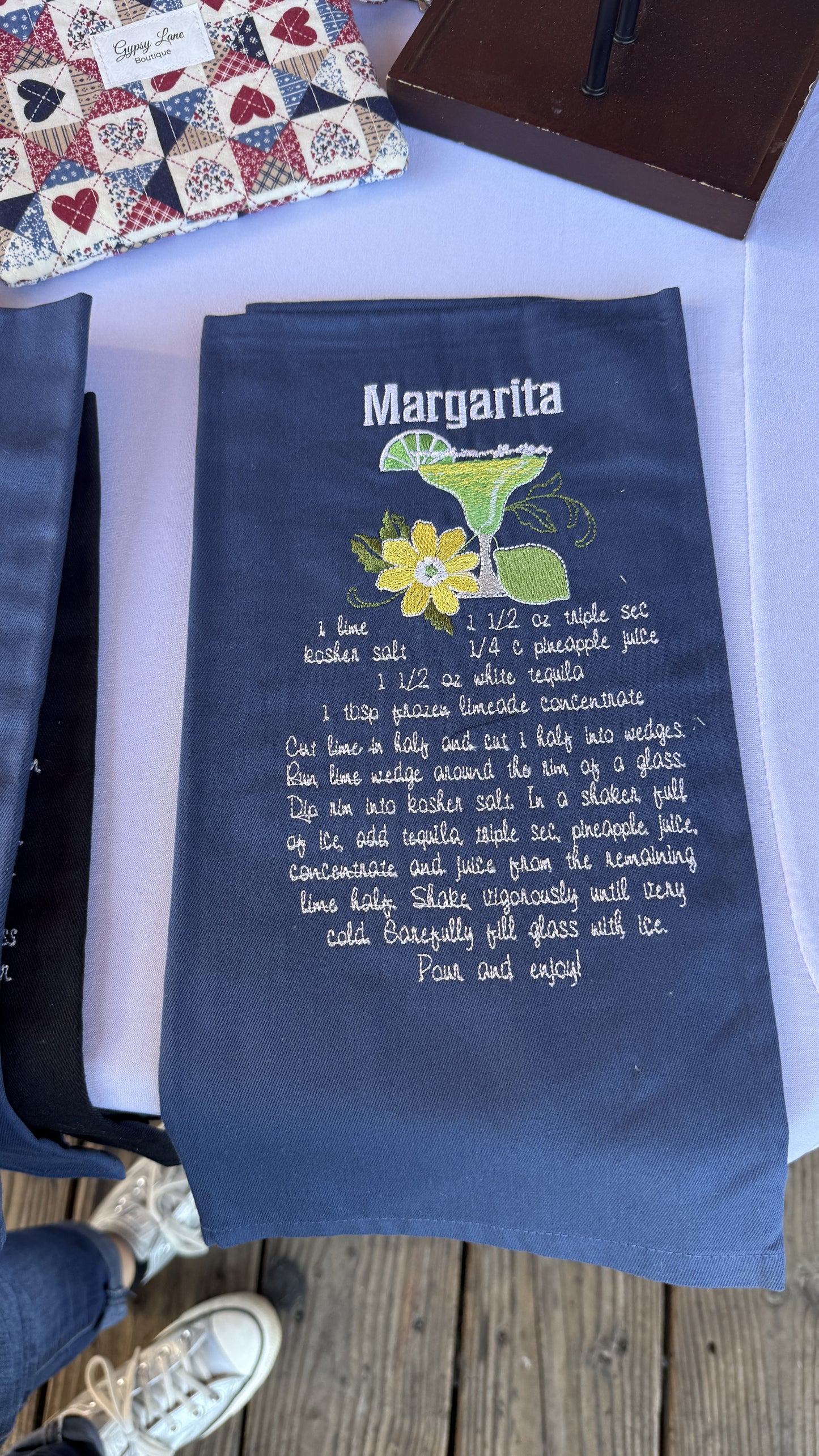 Margarita Recipe Embroidered Kitchen Towel