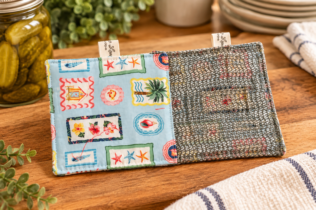 Handmade Fabric Jar Opener – Coastal Print