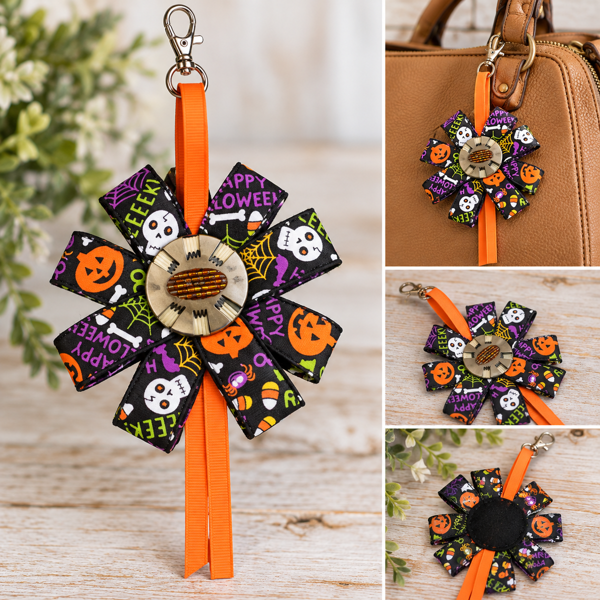 Halloween Flower Purse Charm