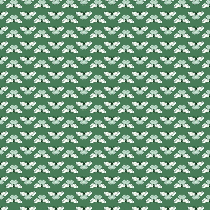 Meadow Moments Butterflies Green, Sold by th Yard