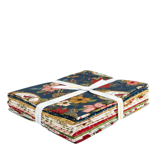 Christmas Greetings 1-Yard Bundle Spruce including A Quilt Panel