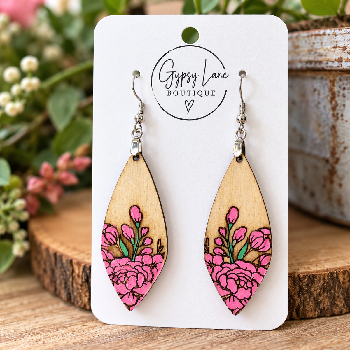 Pink floral Earrings