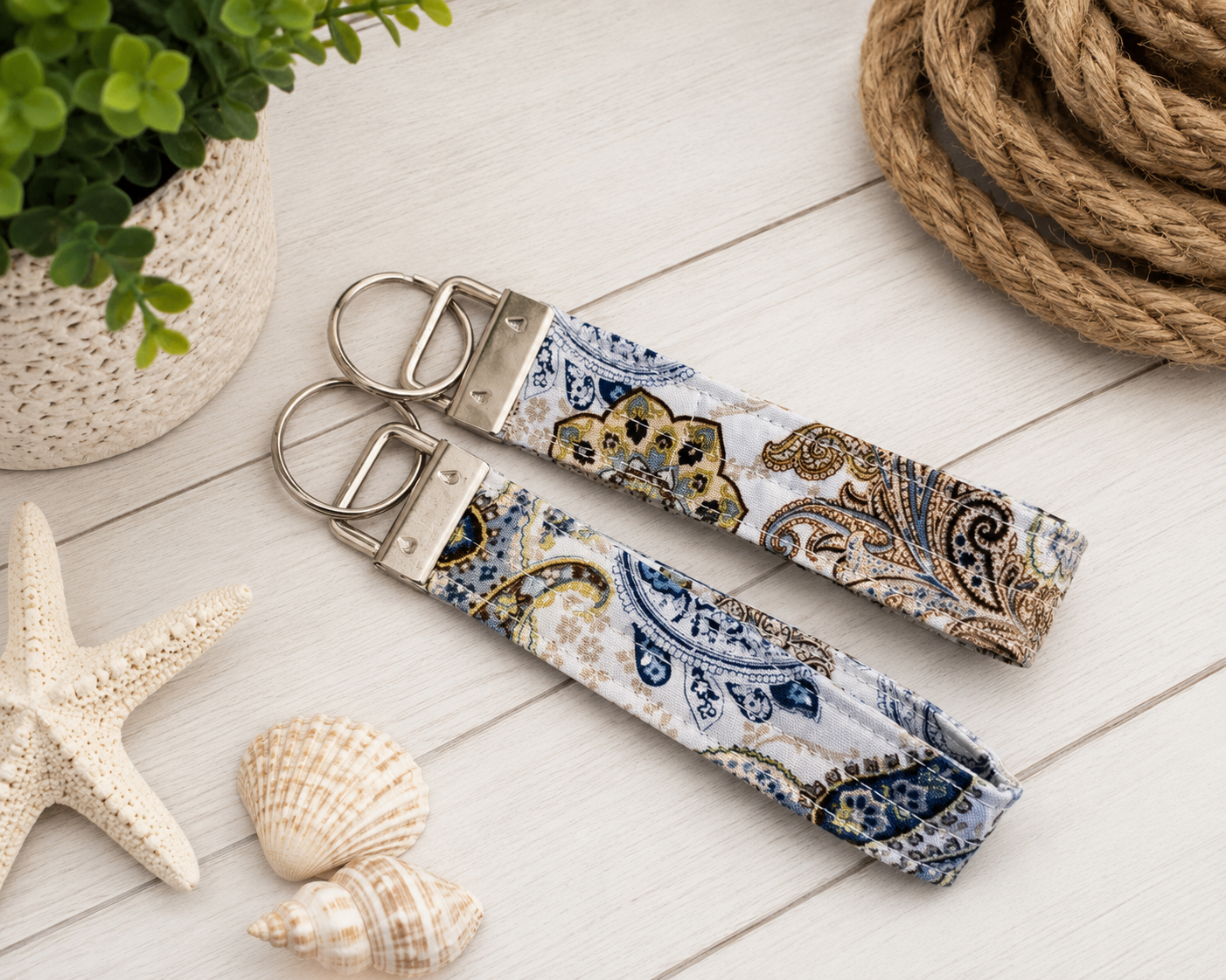 Paisley Wristlet Keychain | Handmade Fabric Key Fob