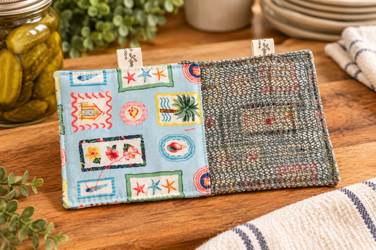 Handmade Fabric Jar Opener – Coastal Print