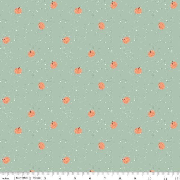 The Apothecary Pumpkin Toss Mint, Fabric by the Yard