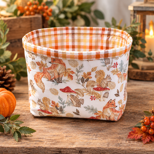 Woodland Friends Large Handmade Fabric Basket